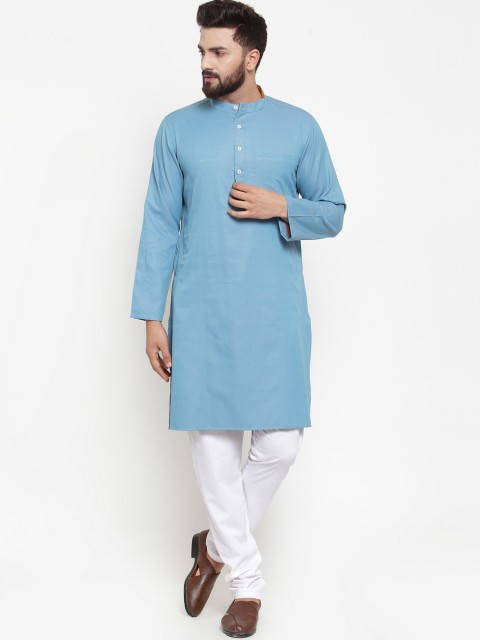

NEUDIS Men Blue Self Design Kurta with Churidar