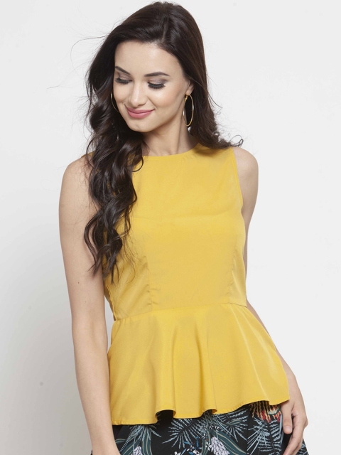 

Sera Women Mustard Solid Peplum Top
