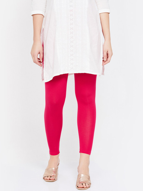 

Melange by Lifestyle Women Fuchsia Pink Solid Ankle-Length Leggings