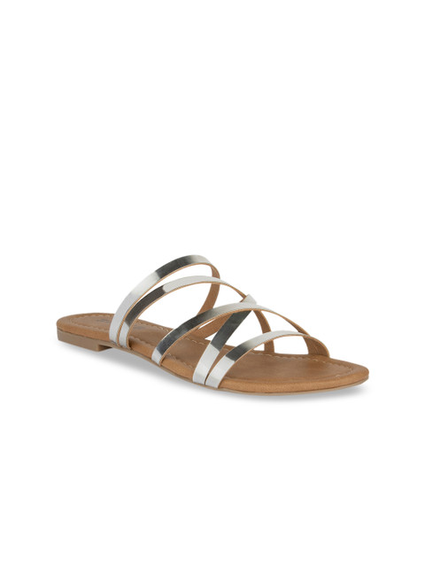 

SOLES Women Grey Solid Open Toe Flats
