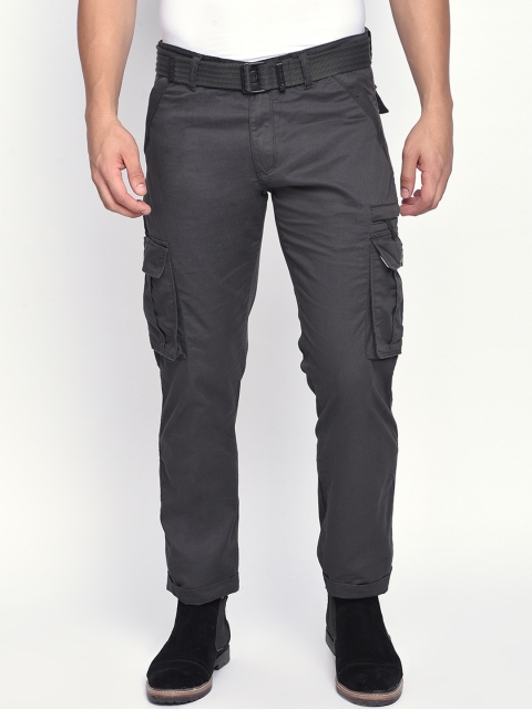 

beevee Men Grey Regular Fit Solid Cargos