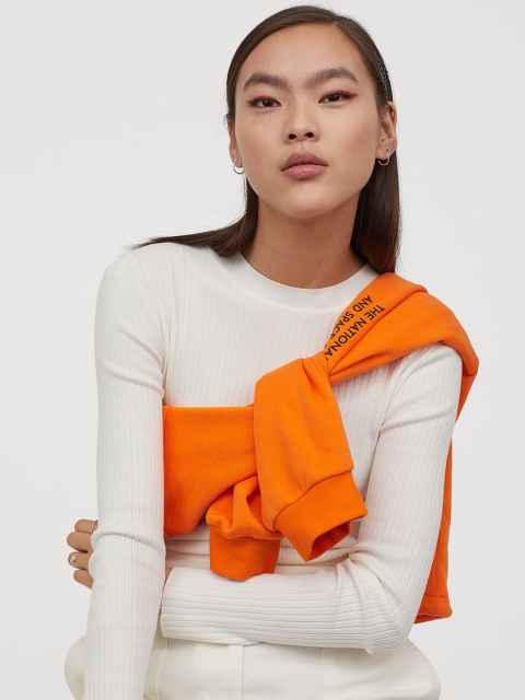 

H&M Women White Solid Fine-knit Top