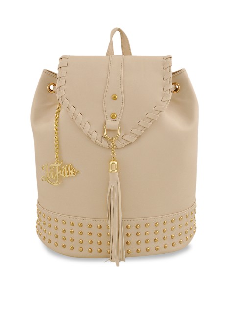 

LaFille Women Cream-Coloured Solid Backpack