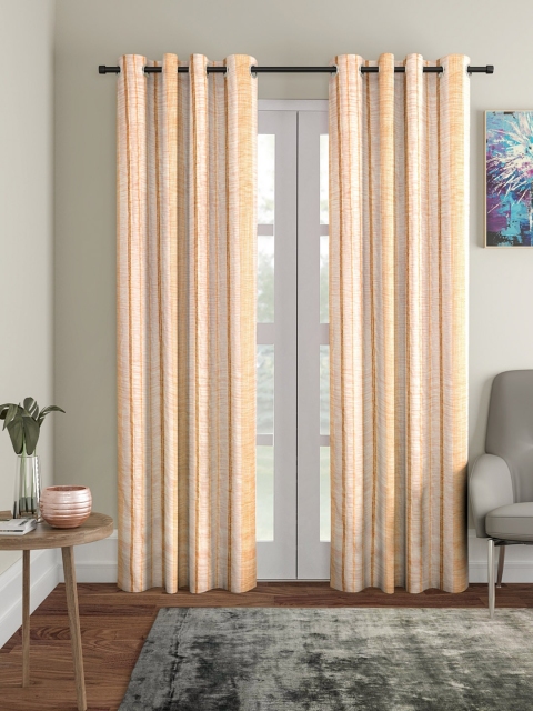 ROMEE Beige Set of 2 Room Darkening Door Curtains