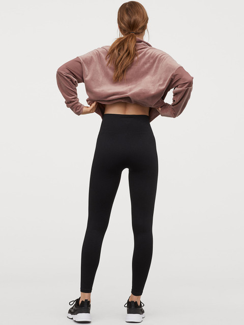 

H&M Women Black Solid Seamless Sports Tights