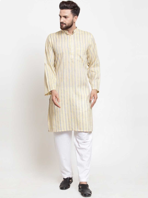 

NEUDIS Men Yellow Striped Kurta with Pyjamas