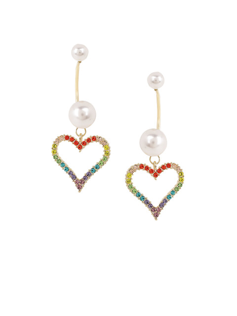 

SATCHEL Multicoloured Heart Shaped Drop Earrings, Multi