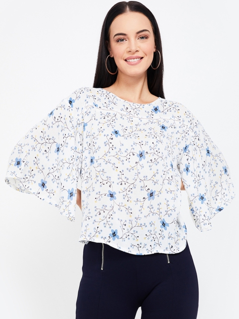 Bossini Women Off-White Floral Print A-Line Top