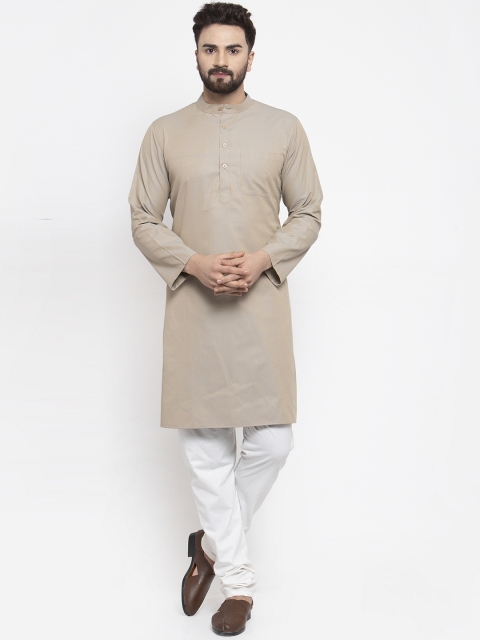 

NEUDIS Men Taupe Solid Straight Kurta