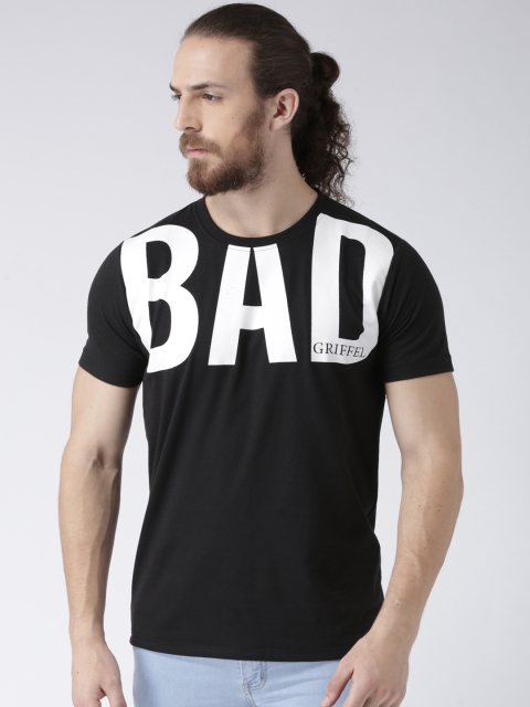

GRIFFEL Men Black Printed Round Neck T-shirt