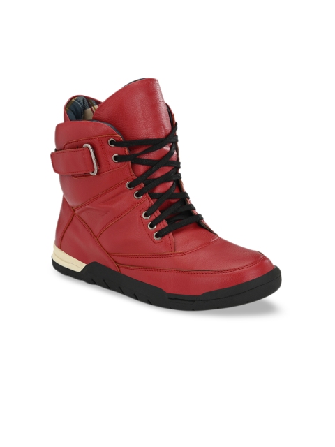 

Eego Italy Men Red Solid Synthetic Leather High-Top Sneakers