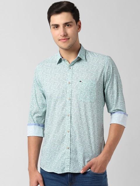 

Peter England Casuals Men Sea Green Slim Fit Printed Casual Shirt