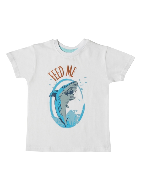 

Kid Studio Boys White Printed Round Neck T-shirt