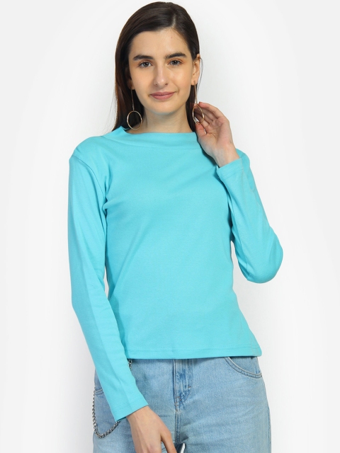 

Yaadleen Women Turquoise Blue Solid Sweatshirt