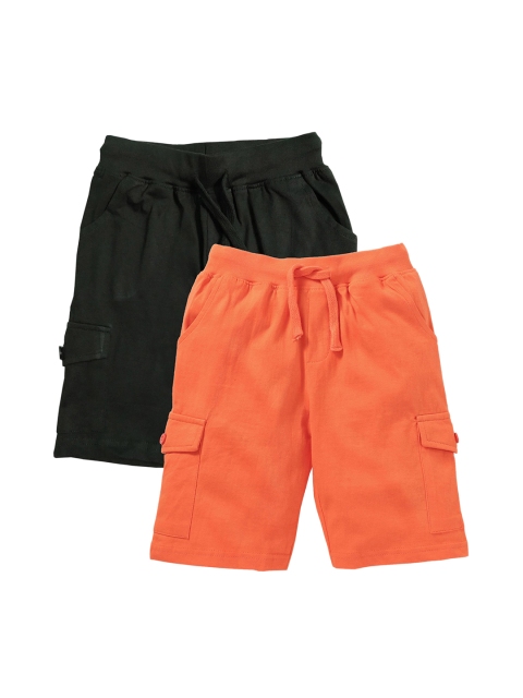 

KiddoPanti Boys Pack of 2 Solid Regular Fit Cargo Shorts, Orange
