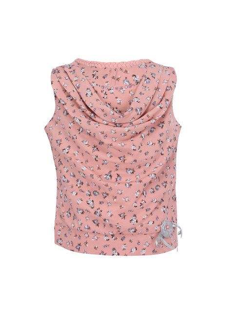 

CUTECUMBER Girls Pink & Grey Printed Blouson Top