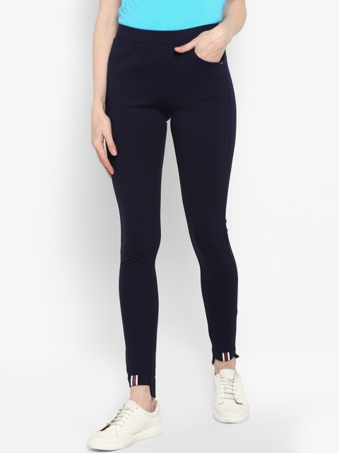 

FOSH Women Navy Blue Solid Skinny-Fit Treggings