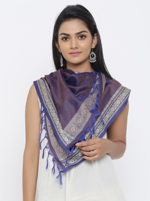 

SOUNDARYA Women Purple & Brown Woven Design Stole