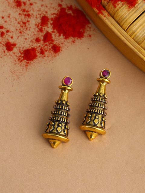 

Voylla Gold-Toned & Purple Contemporary Studs