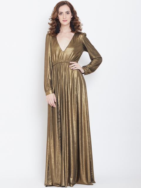 

DODO & MOA Women Gold-Toned Solid Maxi Dress