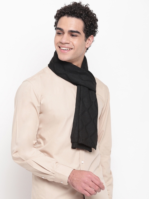

Tossido Men Black Solid Knitted Muffler, Charcoal