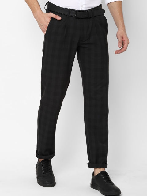 

Allen Solly Men Black Slim Fit Checked Regular Trousers