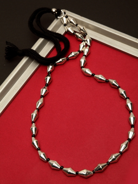 

Infuzze Silver-Toned & Black Brass-Plated Handcrafted Necklace