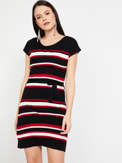 

Bossini Women Black Striped T-shirt Dress