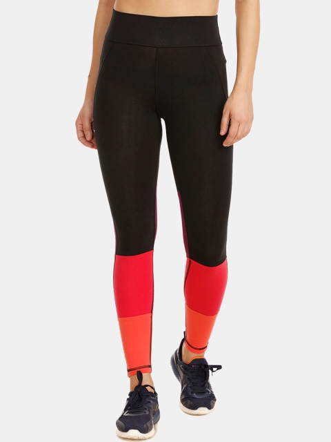

Zelocity Women Black & Red Colourblocked Tights