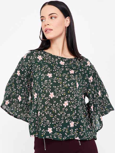 

Bossini Women Green Floral Print A-Line Top