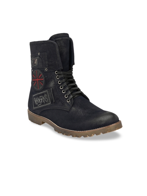 

Eego Italy Men Navy Blue Solid Synthetic Leather High-Top Flat Boots