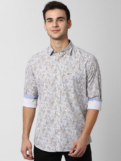 

Peter England Casuals Men Off-White Slim Fit Printed Casual Shirt