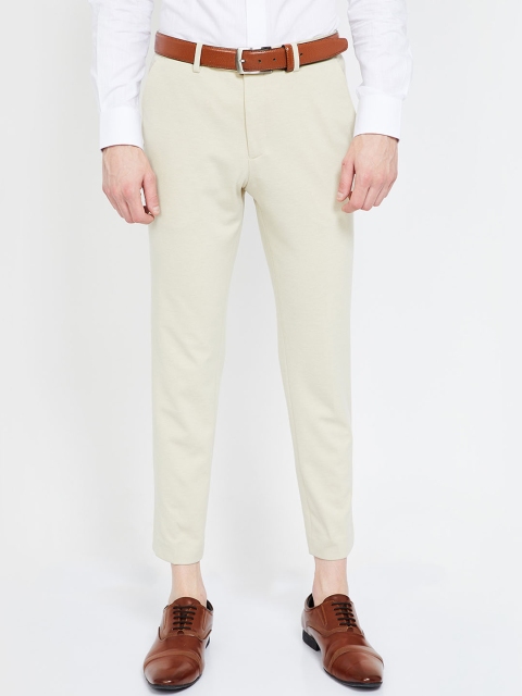 

CODE by Lifestyle Men Beige Slim Fit Solid Formal Trousers