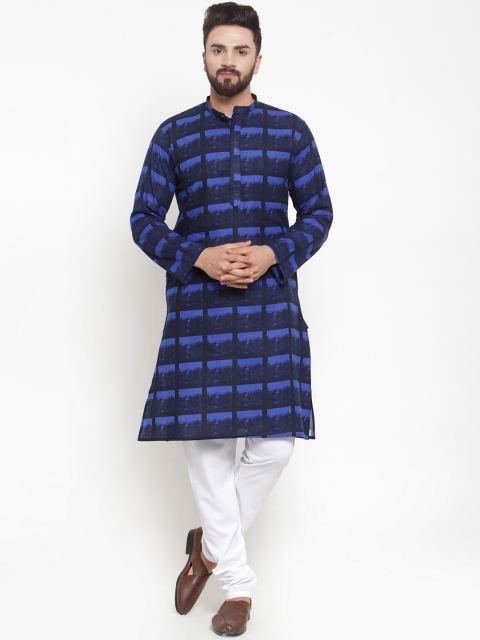 

NEUDIS Men Blue & White Printed Kurta with Churidar