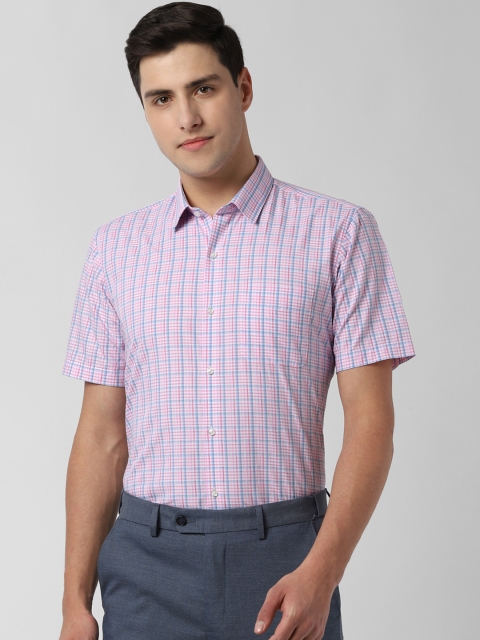 

Peter England Men Pink & Blue Regular Fit Checked Formal Shirt