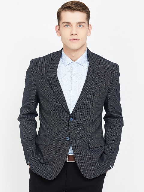 

CODE by Lifestyle Men Navy Blue Self-Design Slim-Fit Single-Breasted Formal Blazer