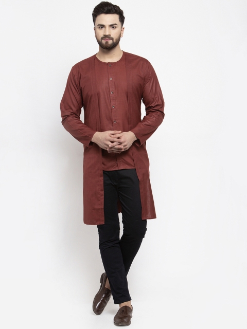 

Jompers Men Maroon Solid Straight Kurta