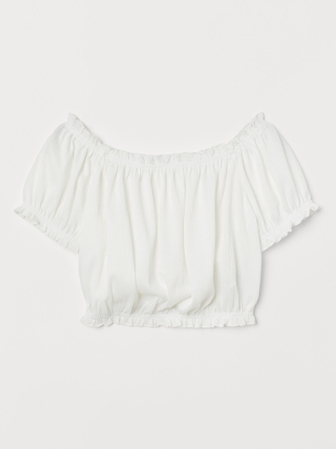 

H&M Women White Solid Off-The-Shoulder Top