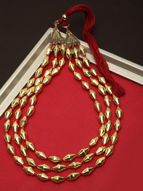 

Infuzze Gold-Toned & Red Brass-Plated Layered Necklace