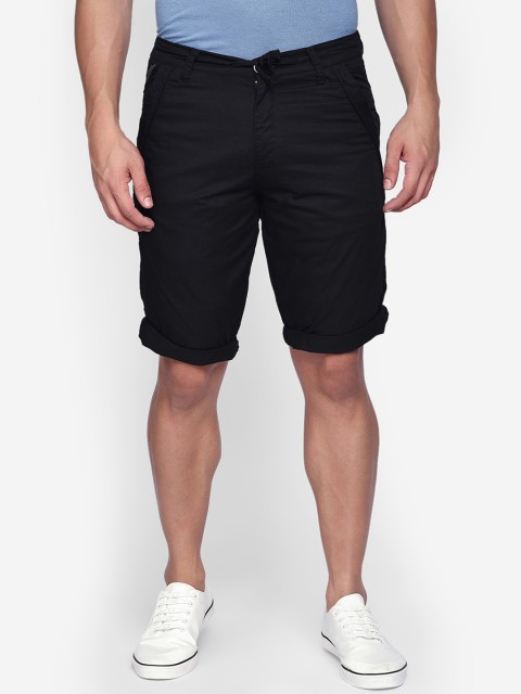 

beevee Men Black Solid Regular Shorts