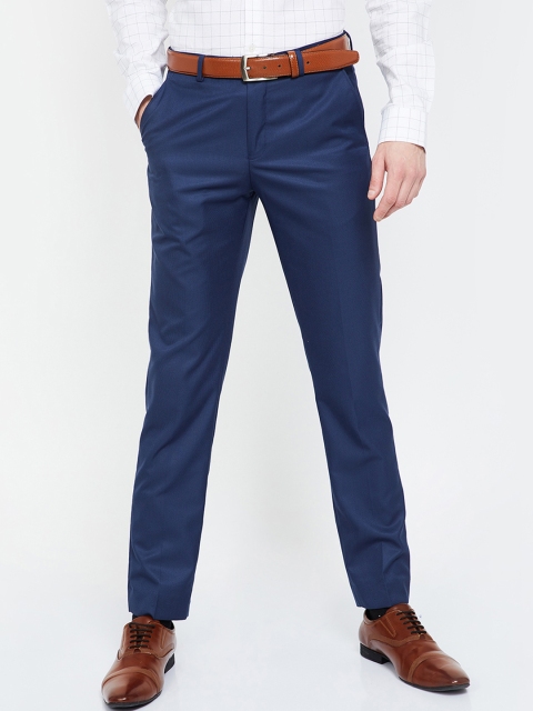 

CODE by Lifestyle Men Blue Tapered Fit Solid Formal Trousers