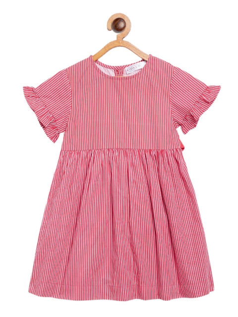 

KIDKLO Girls Red Striped Fit and Flare Dress