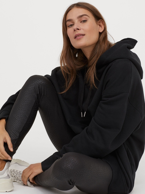 

H&M Women Black Snakeskin-Print Leggings