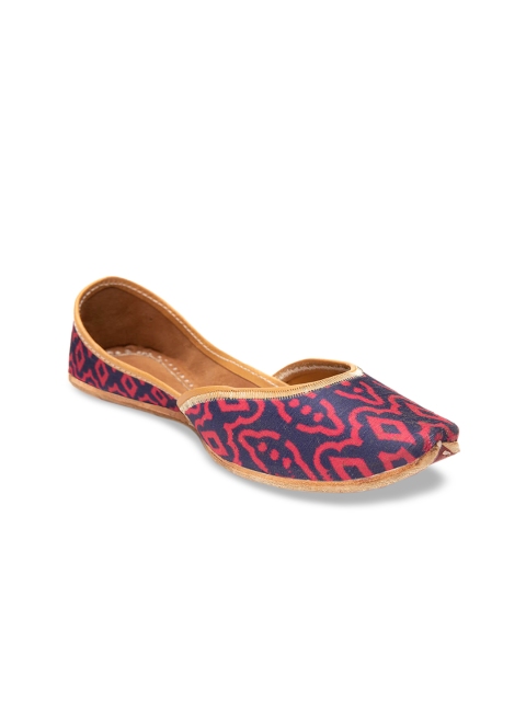 

Jivaana Women Blue & Red Printed Siya Sunglow Leather Mojaris