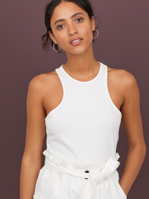 

H&M Women White Ribbed Vest Top