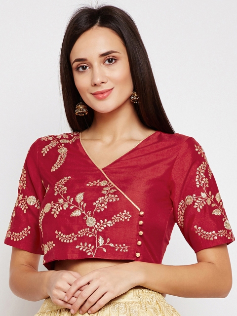 

Be Indi Women Maroon Embroidered Top