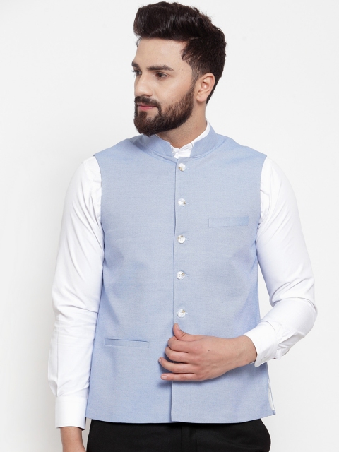 

NEUDIS Men Blue Solid Nehru Jacket