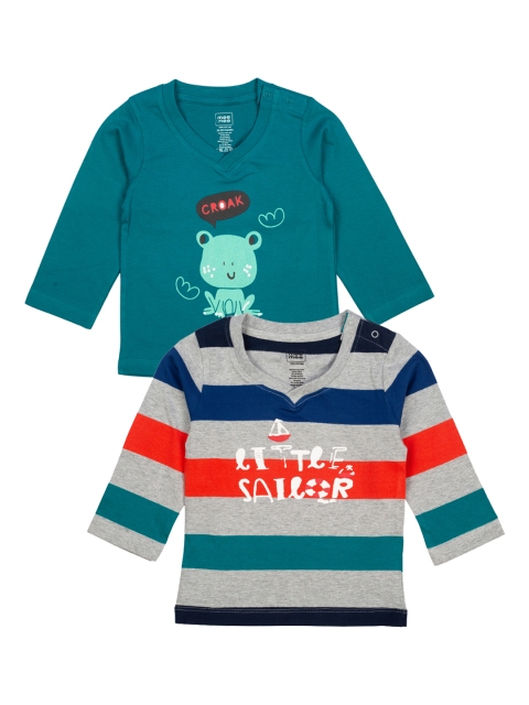 

MeeMee Boys Pack Of 2 Printed Round Neck Pure Cotton T-shirt, Multi