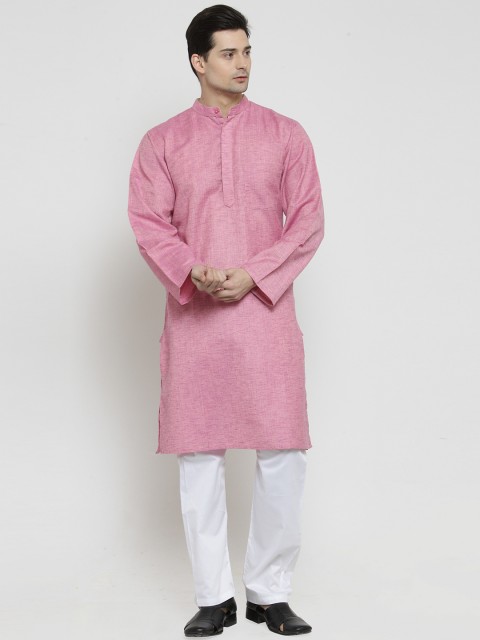 

NEUDIS Men Pink Solid Kurta with Pyjamas