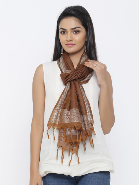 

SOUNDARYA Women Brown Woven Design Stole